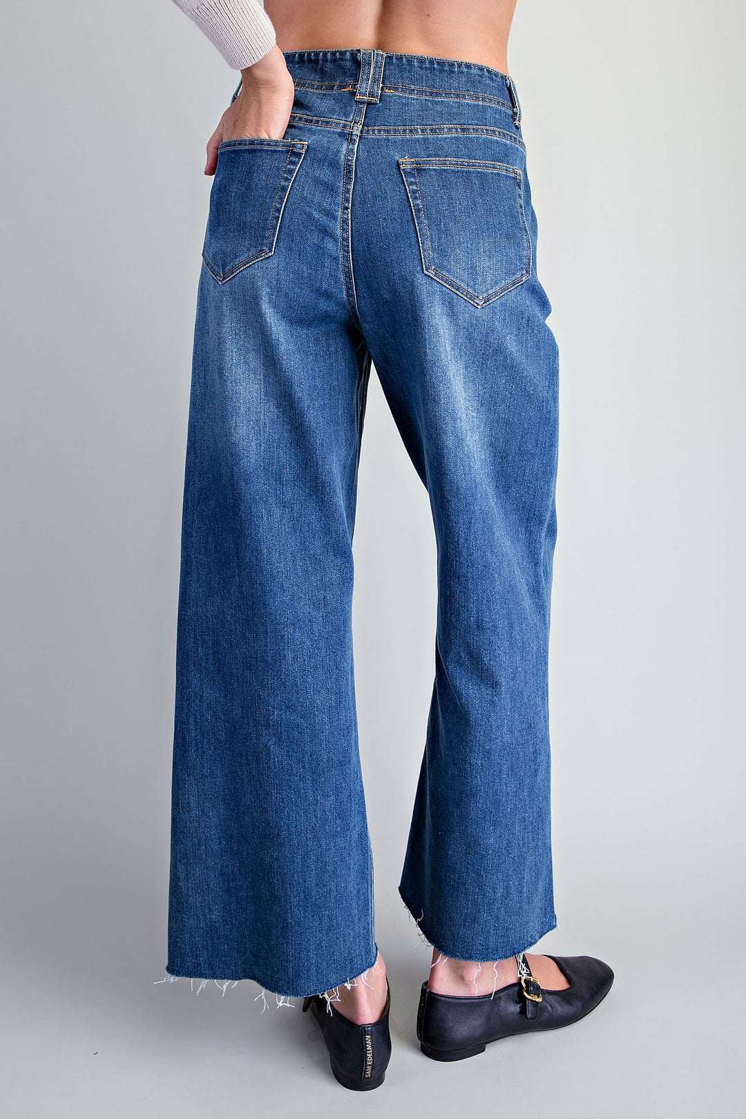 Frayed Hem Patch Pocket Pants