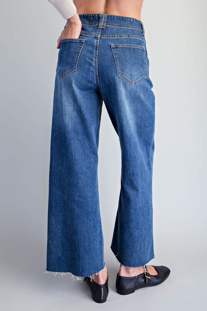 Frayed Hem Patch Pocket Pants