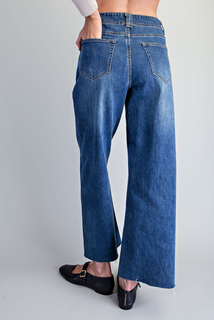 Frayed Hem Patch Pocket Pants