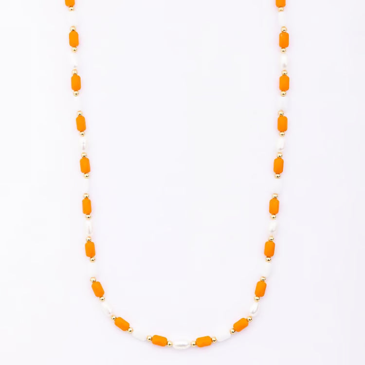 Clover Orange and White Necklace