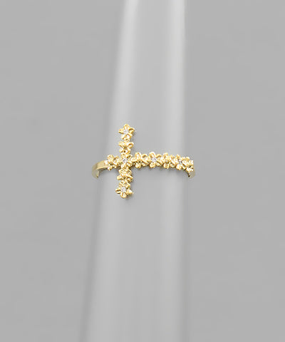 Flower Cross Ring gold