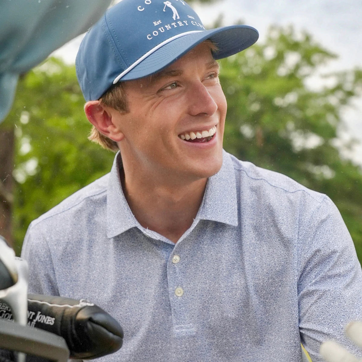 blue and white mens polo