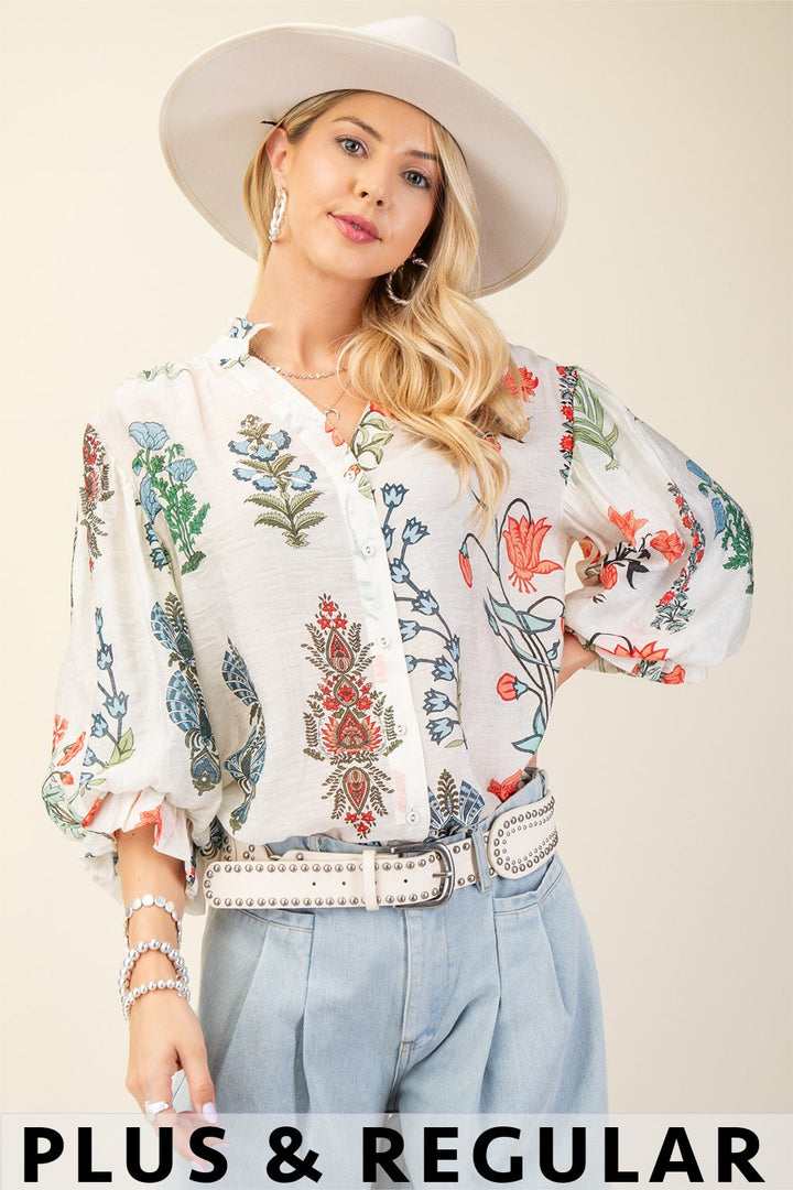 Printed Button Down Top