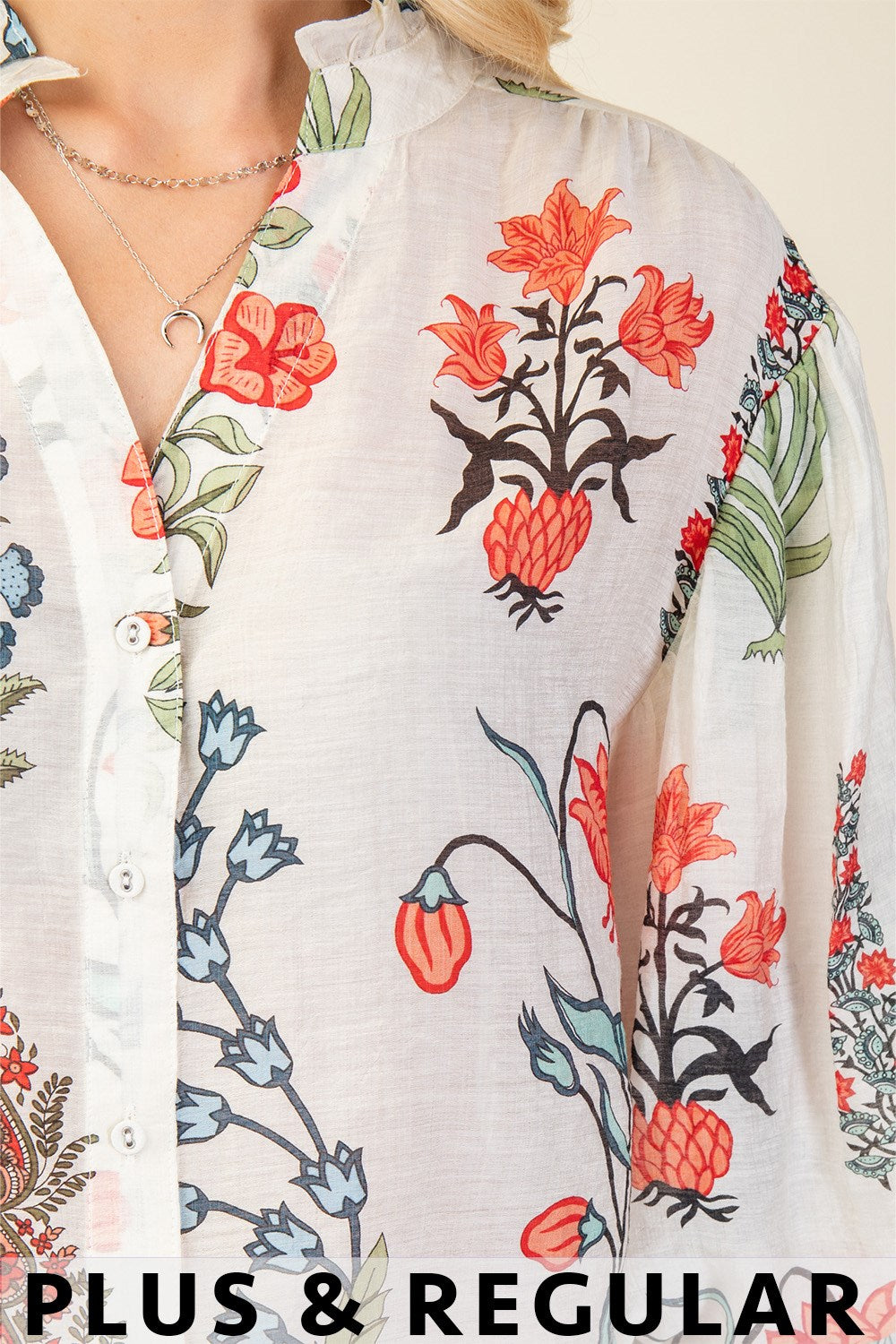 Printed Button Down Top