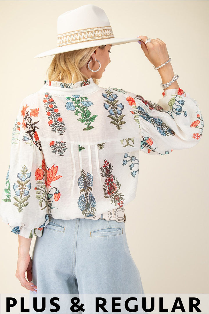 Printed Button Down Top