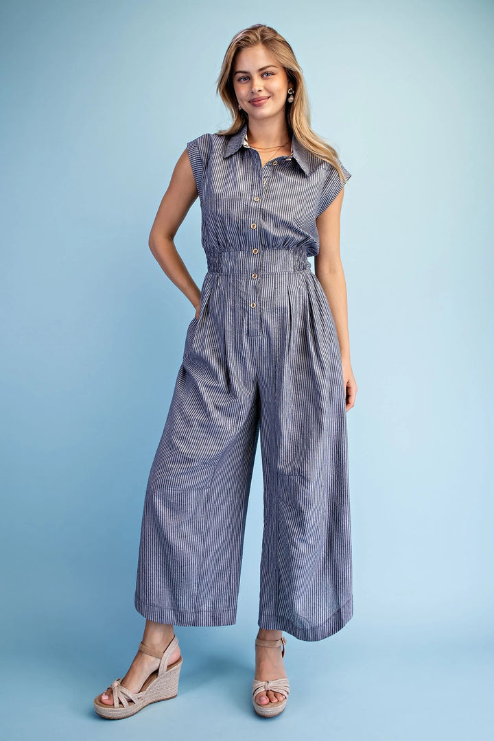 Barrel Leg Jumpsuit Navy