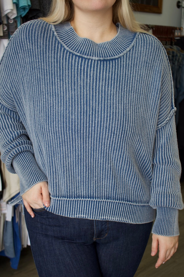 blue oversized sweater
