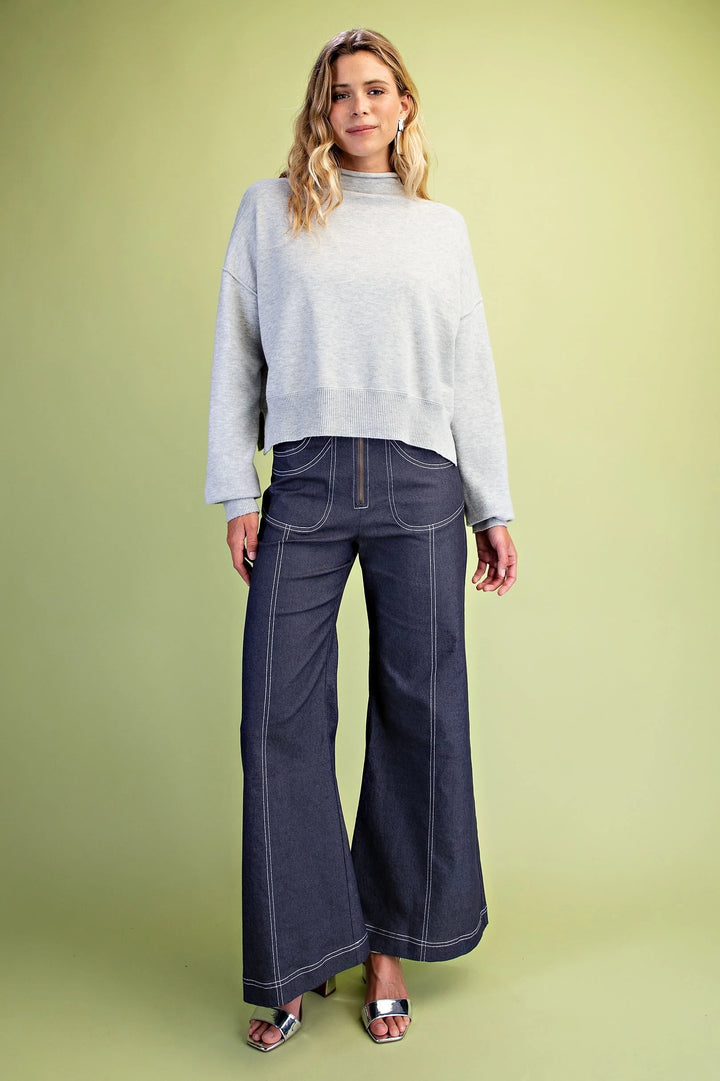 Roll-Neck Sweater with Seaming Details