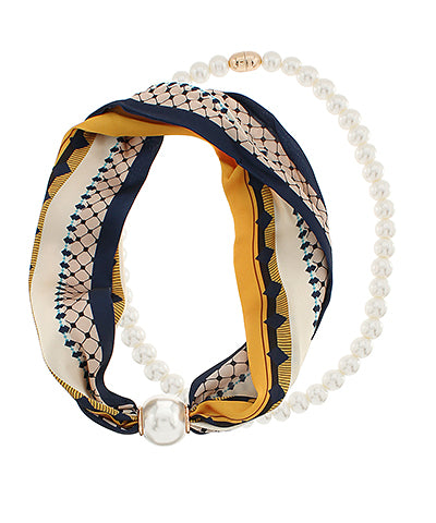 Layered Pearl Scarf Necklace