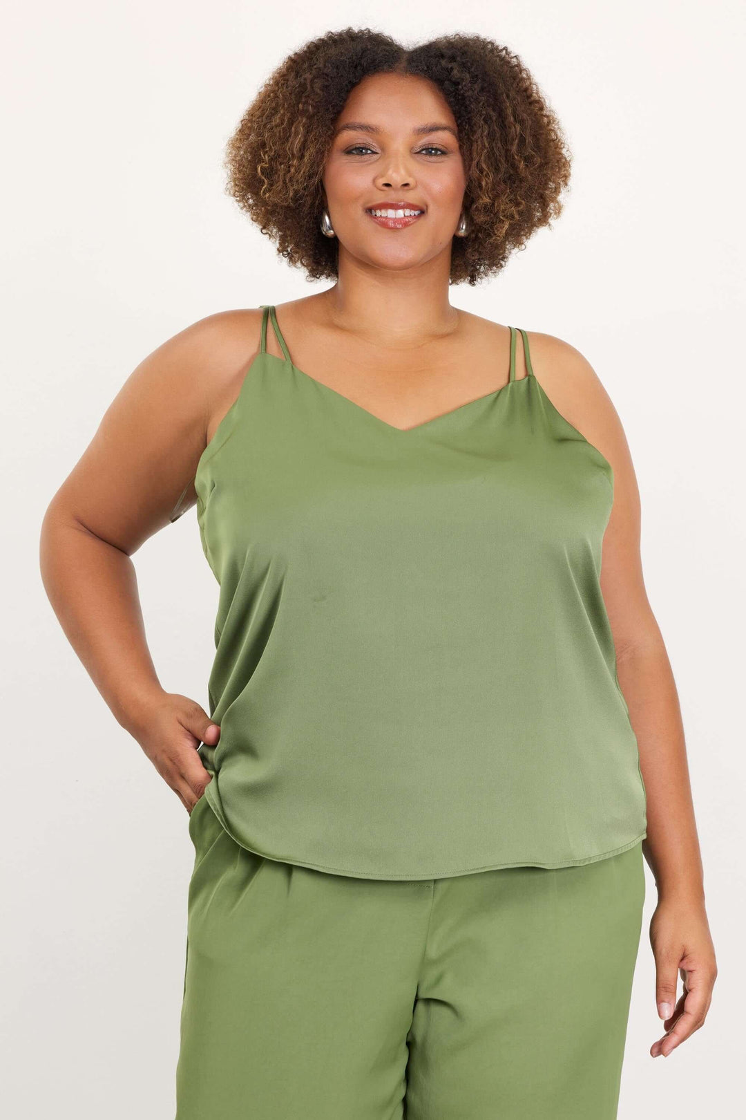 Double Strap Cami Lt. Olive