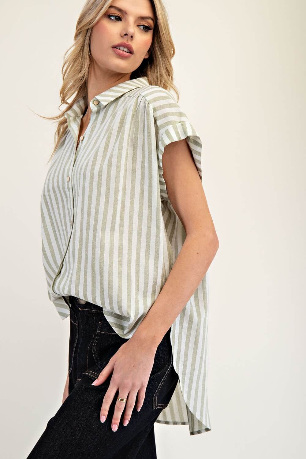 Seaside Stripes Cap Sleeve Blouse