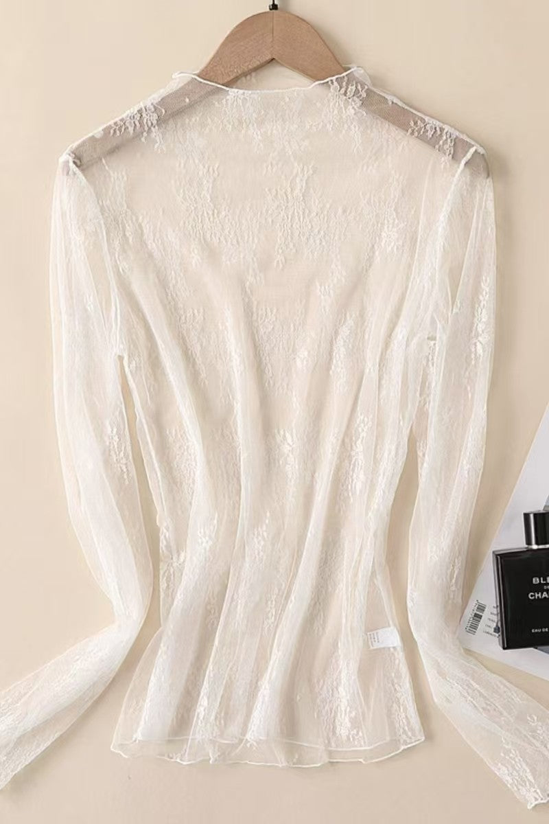 ALL OVER SHEER LACE TOP WHITE