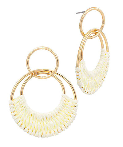 Raffia Woven Circle 2 Drop Earrings