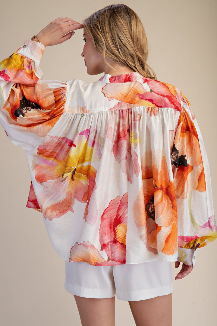 Neck Band Longsleeve Voluminous Blouse