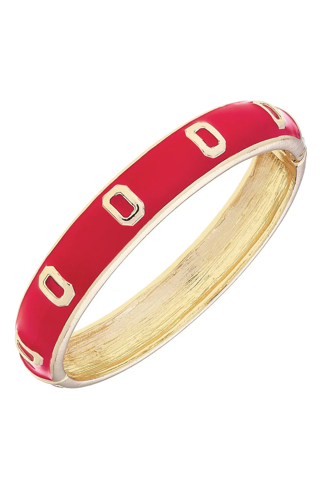 Ohio State Buckeyes Sculpted Enamel Logo Hinge Bangle in Red