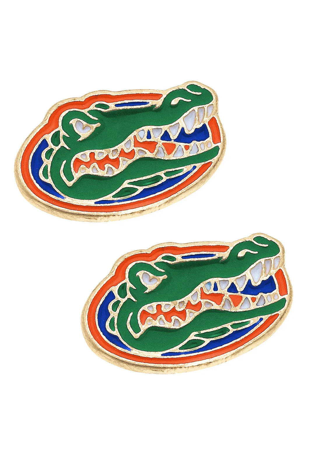Florida Gators Enamel Logo Stud Earrings in Shiny Gold