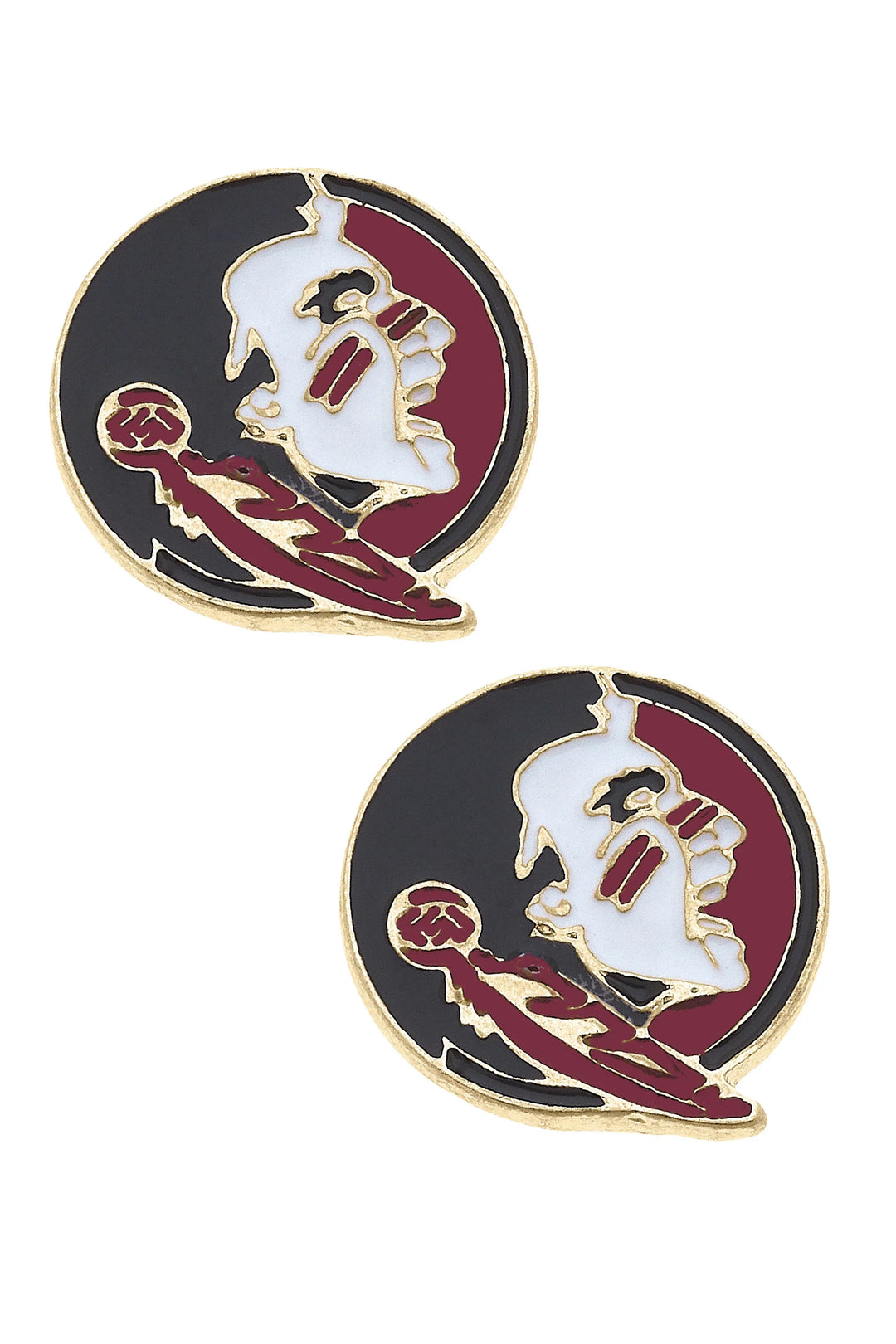 Florida State Seminoles Enamel Logo Stud Earrings in Shiny Gold