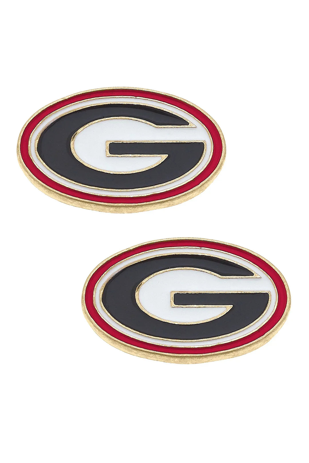 Georgia Bulldogs Enamel Logo Stud Earrings in Shiny Gold
