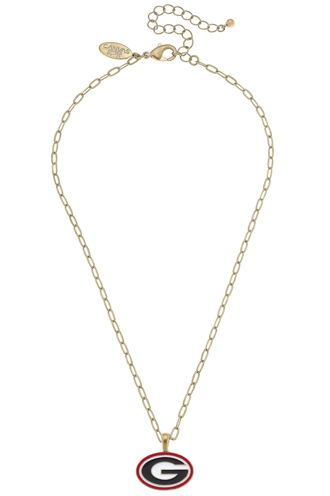 Georgia Bulldogs Enamel Pendant Necklace in Shiny Gold
