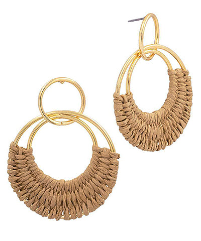 Raffia Woven Circle 2 Drop Earrings