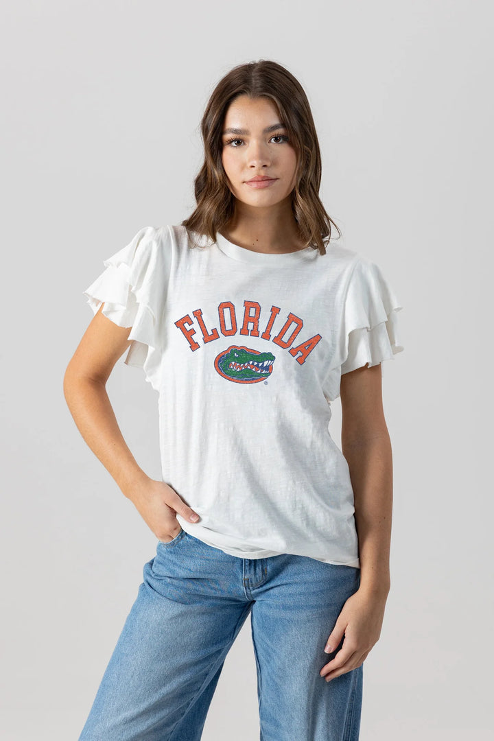 FLORIDA GATORS All In To Win Flutter Crewneck Top