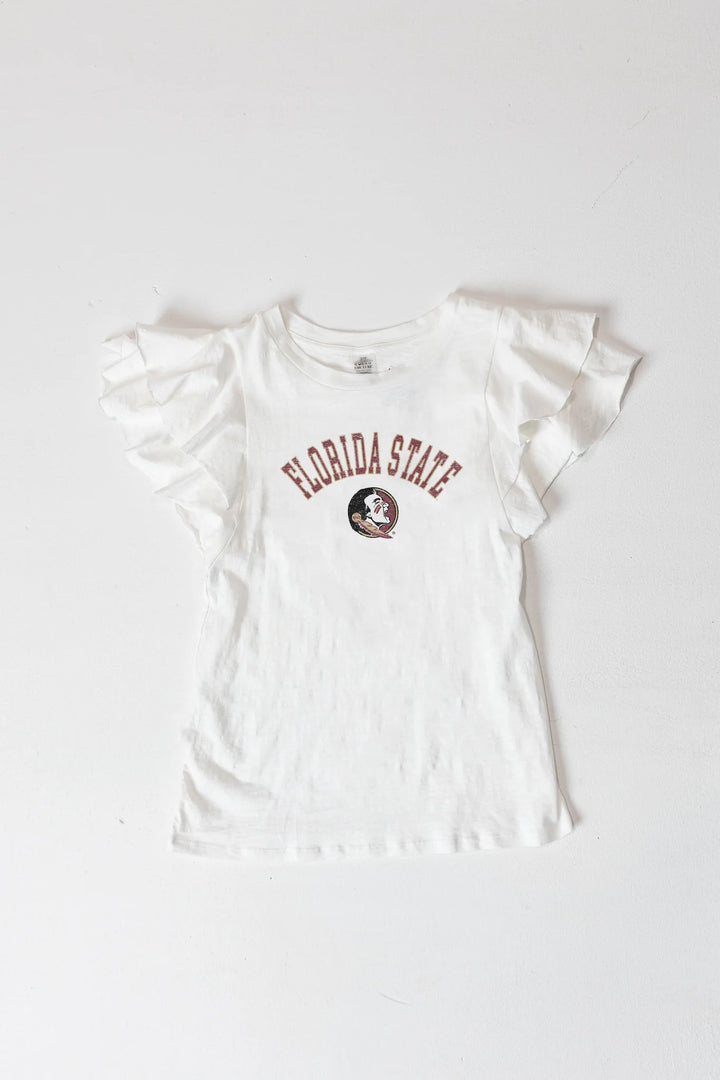 FLORIDA STATE SEMINOLES All In To Win Flutter Crewneck Top
