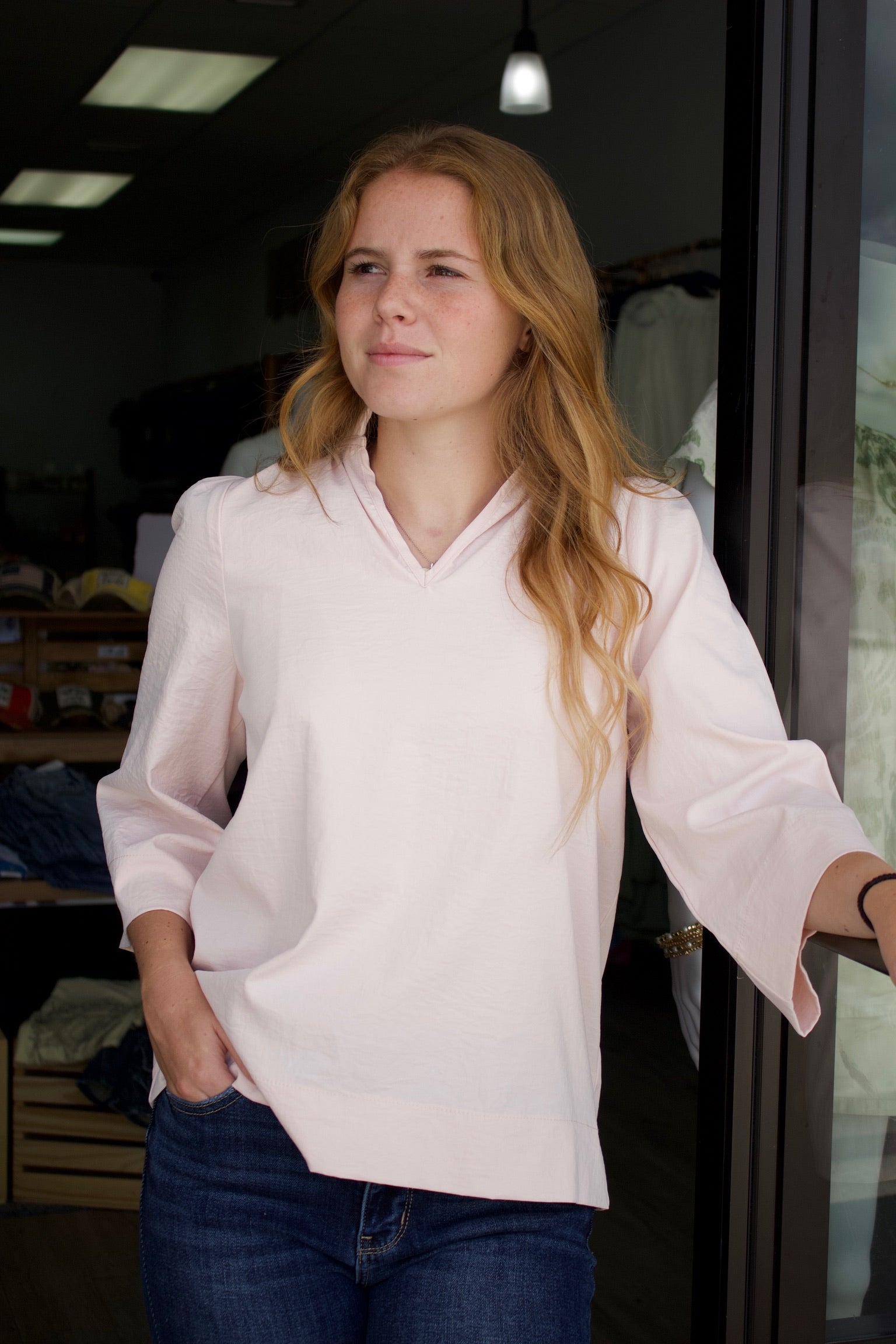 Blush Whisper Wide Sleeve Blouse