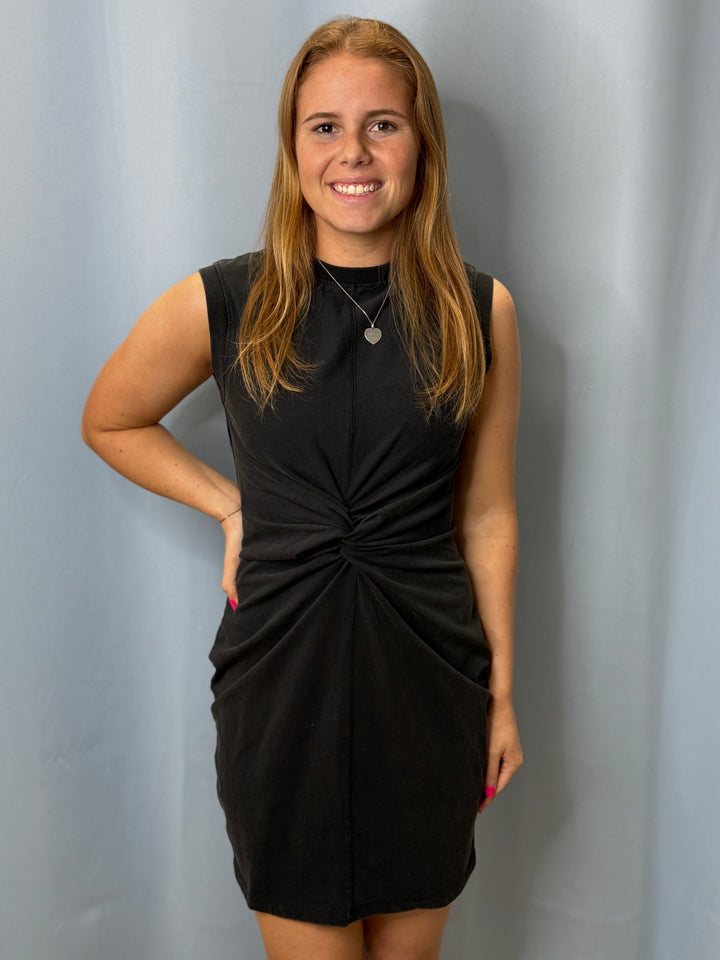 Flag and Anthem Mia Twist Front Acid Wash Mini Dress