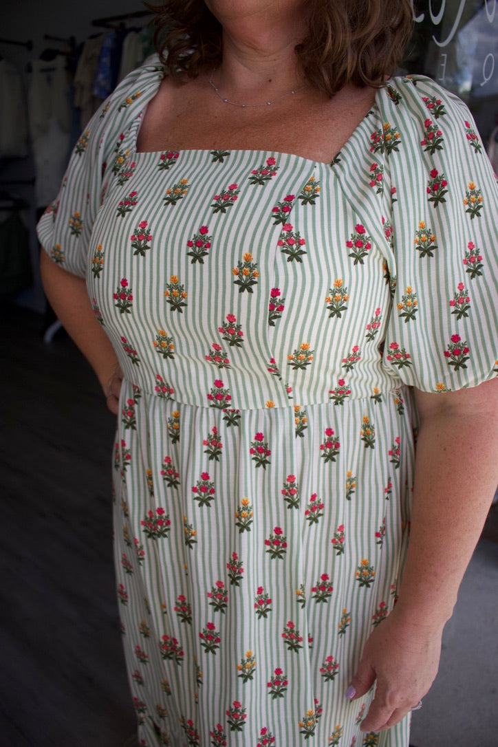 light green long floral dress 