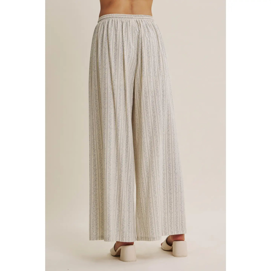 Gentle Breeze Floral Stripe Wide Leg Pant