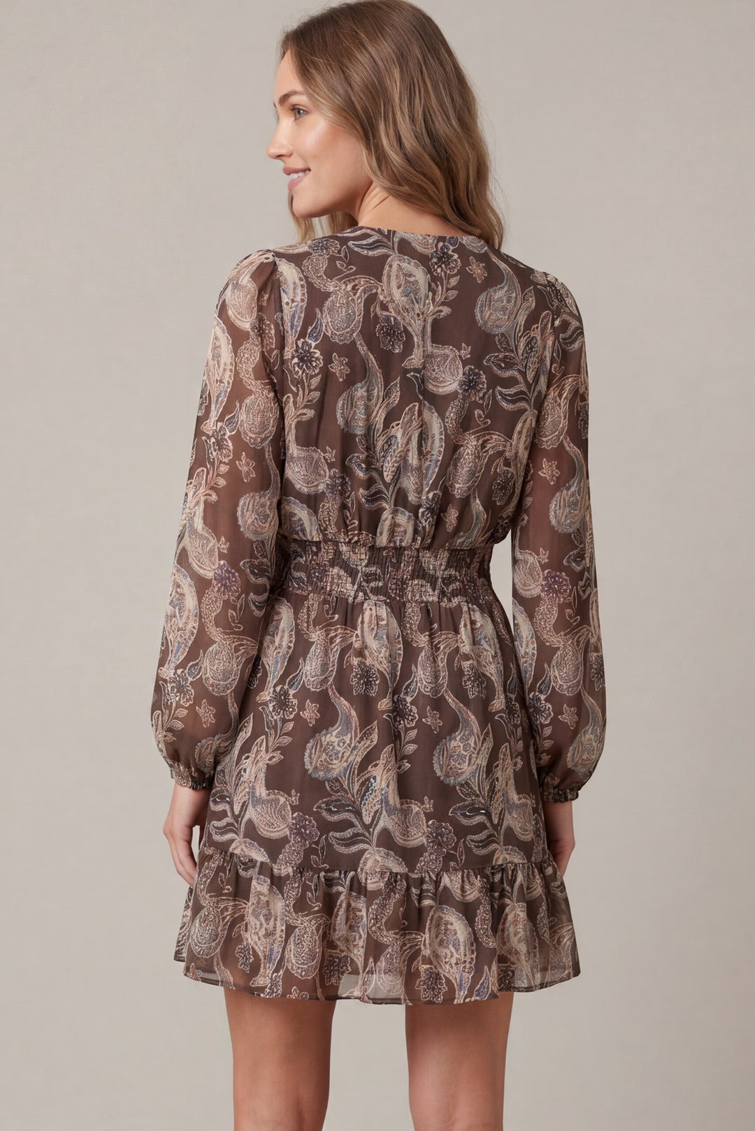 Chiffon Print Dress with Pockets