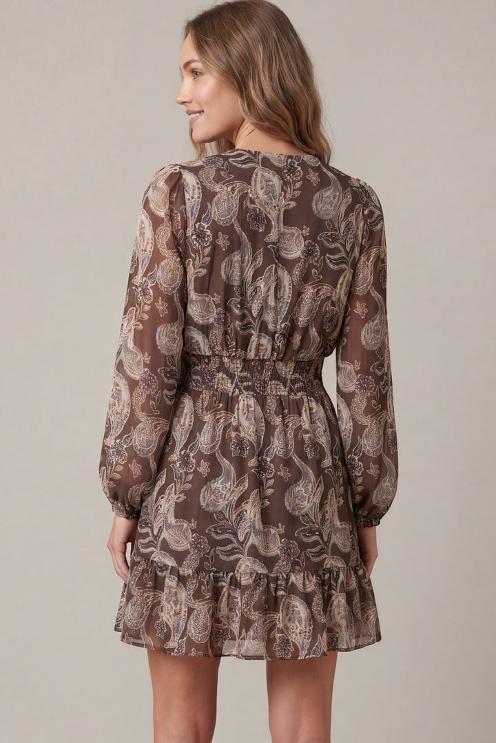 Chiffon Print Dress with Pockets