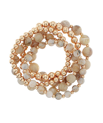 5 Row Marble &amp; CCB Ball Bracelet