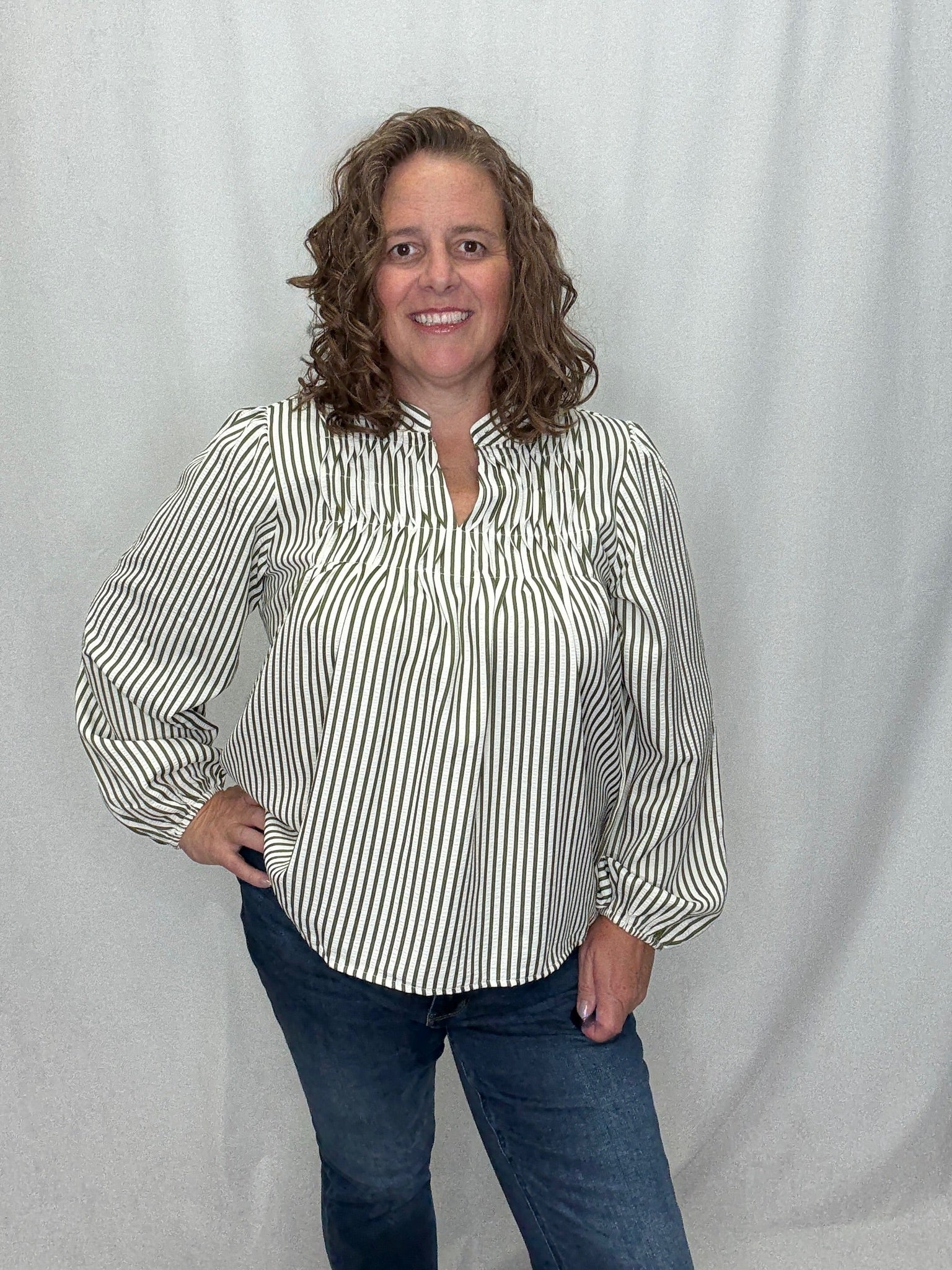 Long Sleeve Pintuck Top