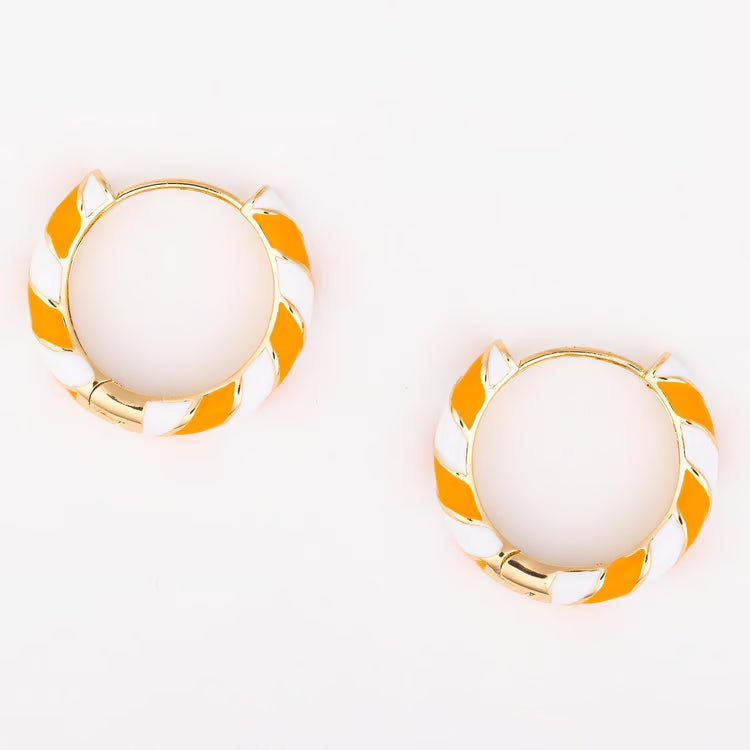 Paisley Orange and White Earrings