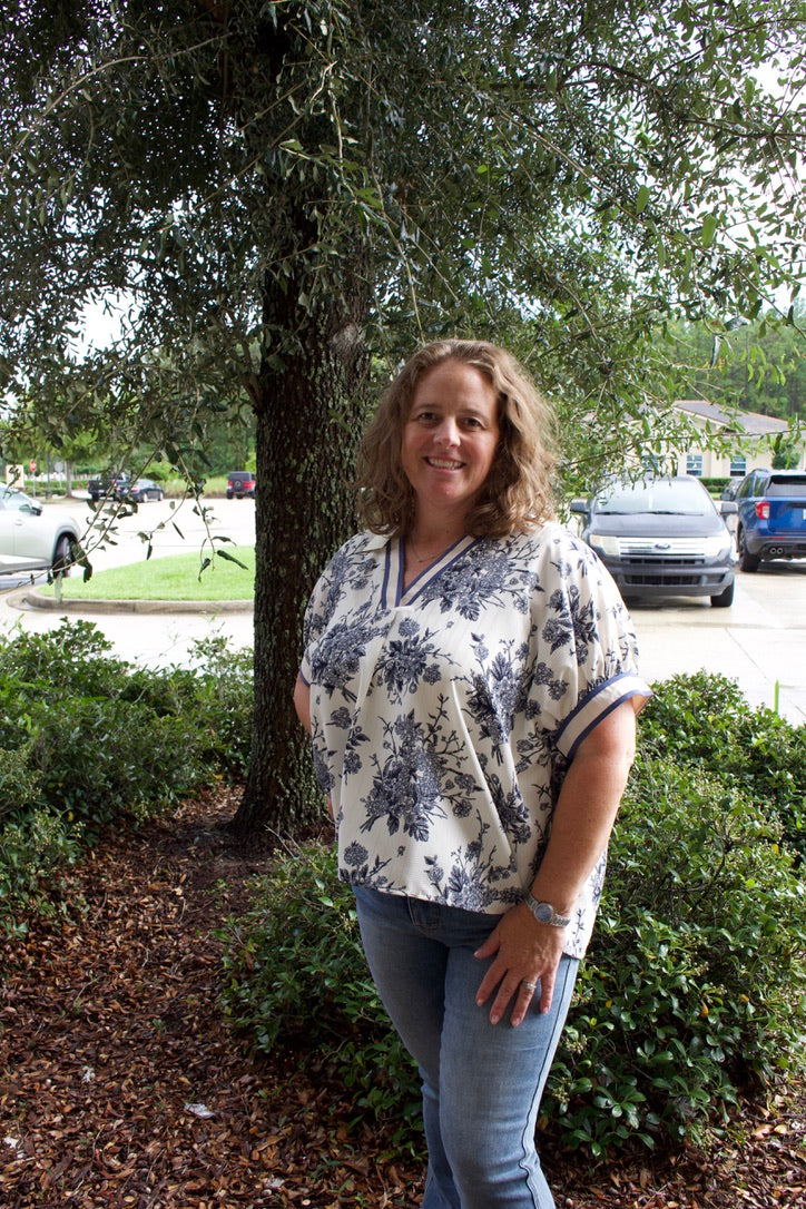 The Bluewood Blooms Dolman Top