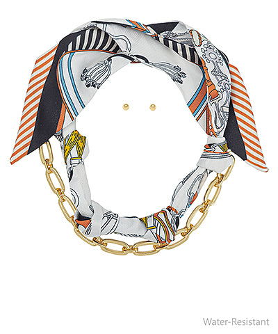 Oval Chain &amp; Scarf Multi-Layer Necklace Set