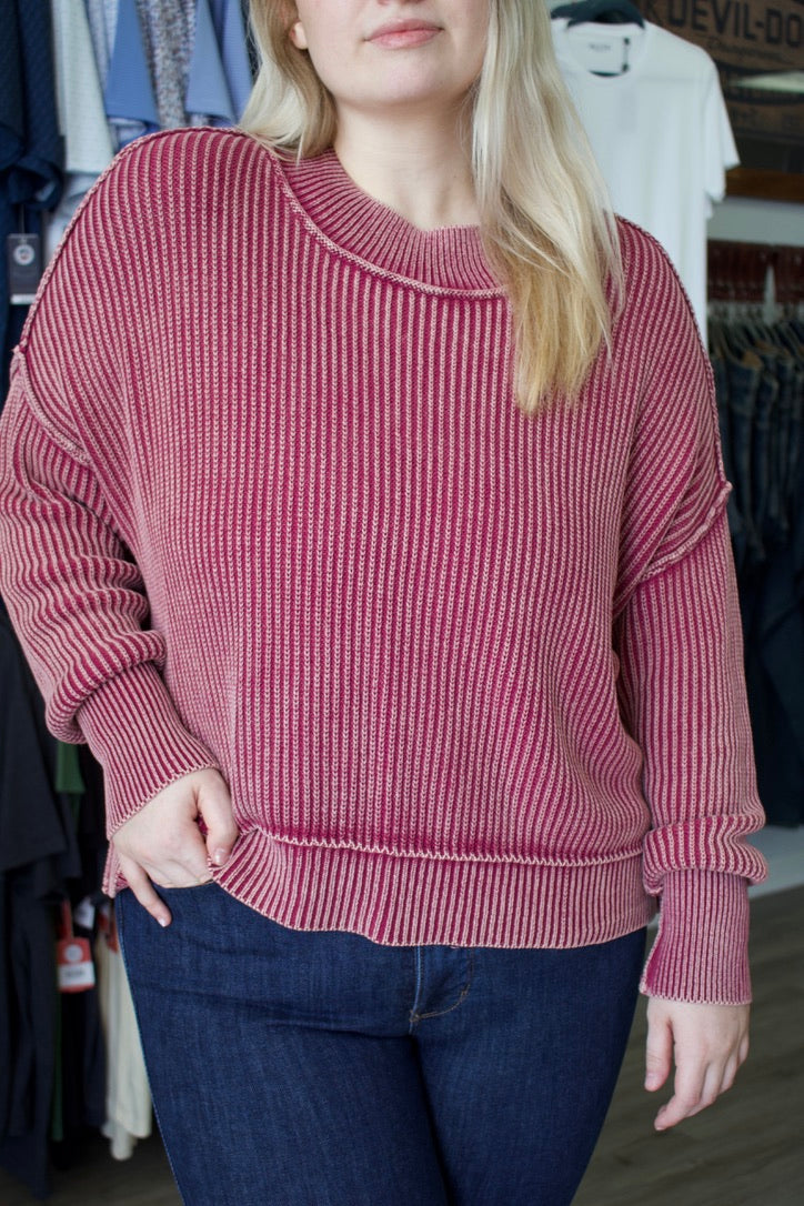 red oversized sweater