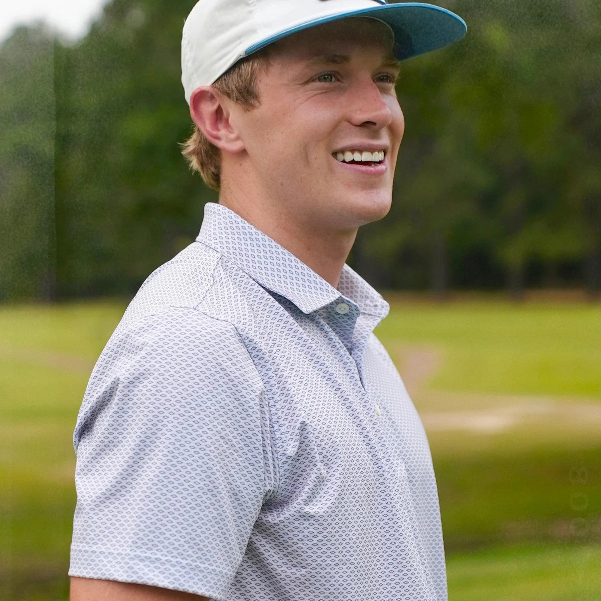 blue and white mens polo