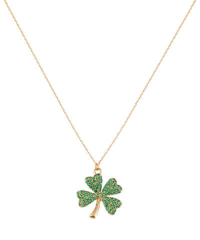 Pave Clover Pendant Necklace Green