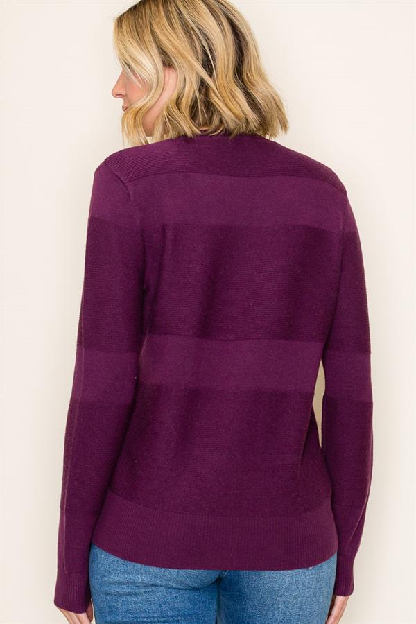 textured striped deep burgundy sweater