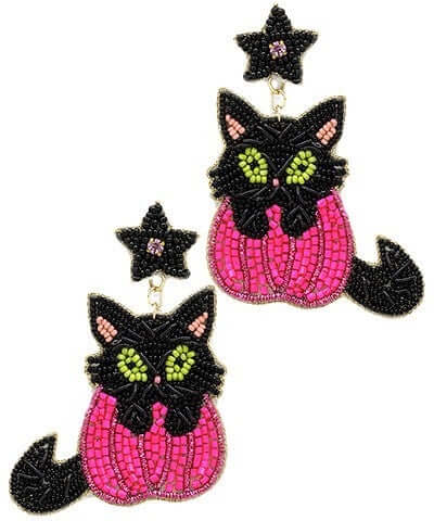Pumpkin Cat Earring Pink