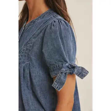 Sunny Day Washed Denim Pintuck Shirt