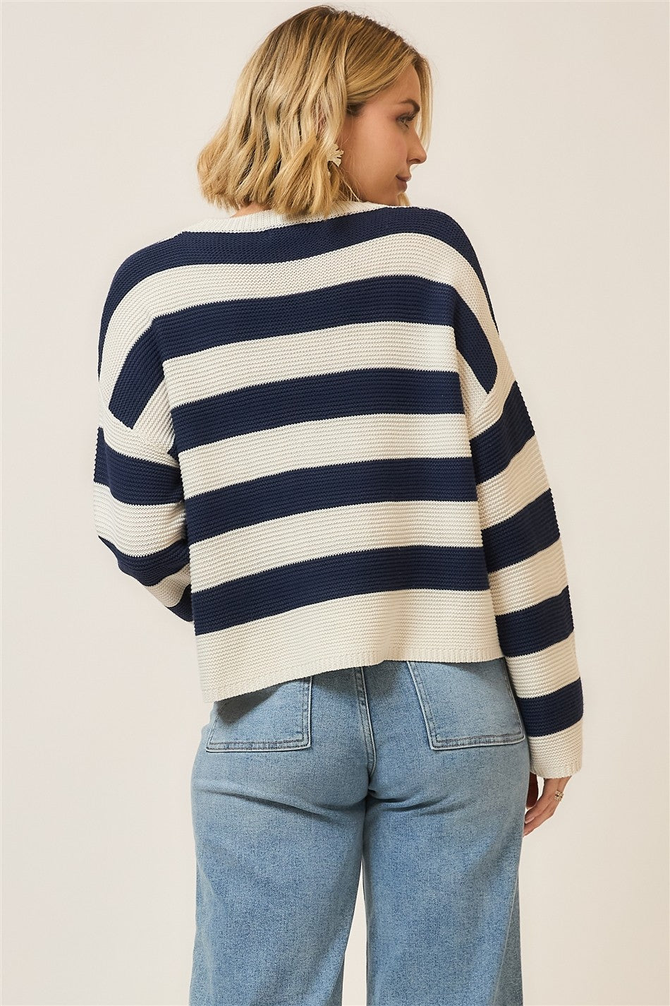 Striped Light Knit Pullover Sweater