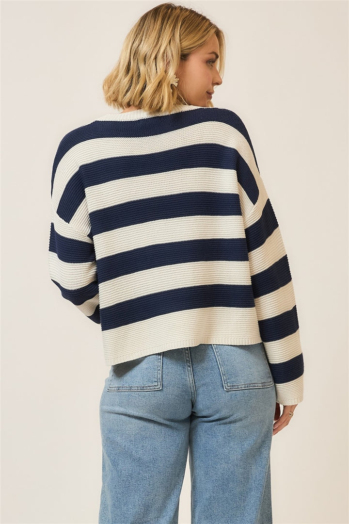 Striped Light Knit Pullover Sweater
