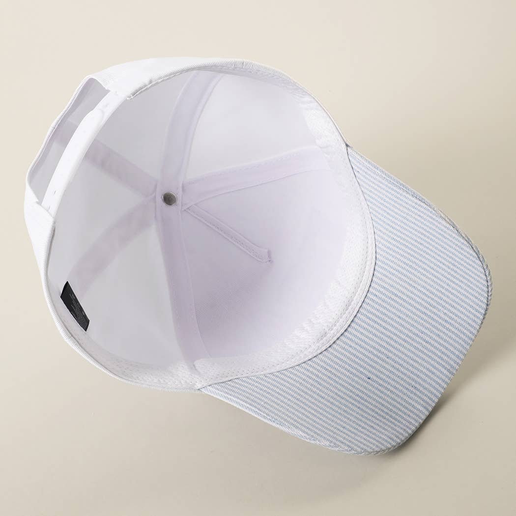 USA Gingham Embroidered Patch Stripe Brim Trucker Hat