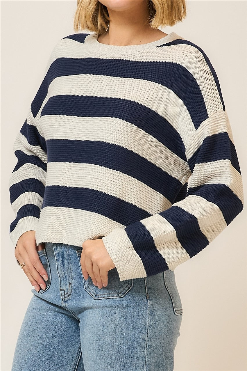 Striped Light Knit Pullover Sweater