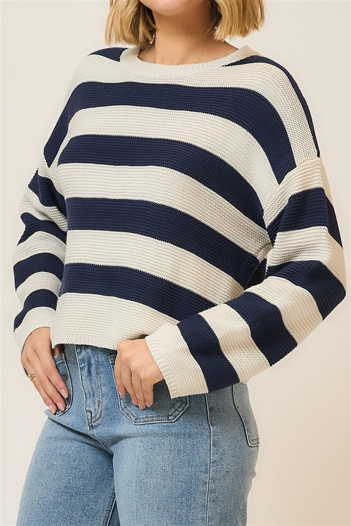 Striped Light Knit Pullover Sweater