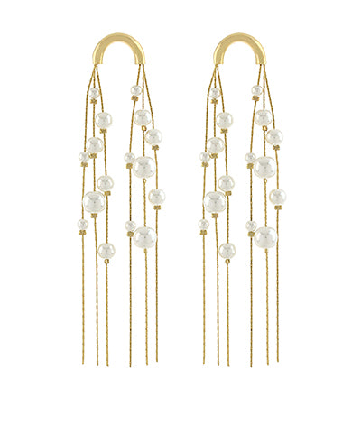 Fringe Pearl Station Long Earrings