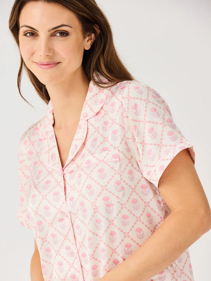 Mary Square Charlotte Satin Shorts Set | Florette Folly Pink